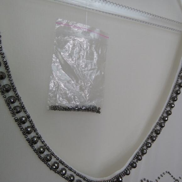 Anthro Rio Bazaar White Beaded Blouse Boho Small Festival Hippie - Picture 4 of 7